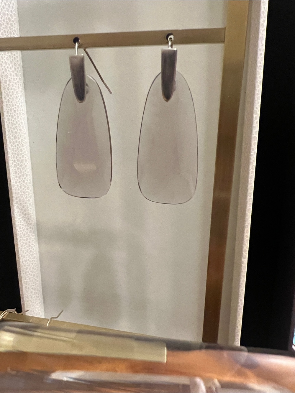 Clear light purple Lucite Drop Earrings with Silver-Tone Accents